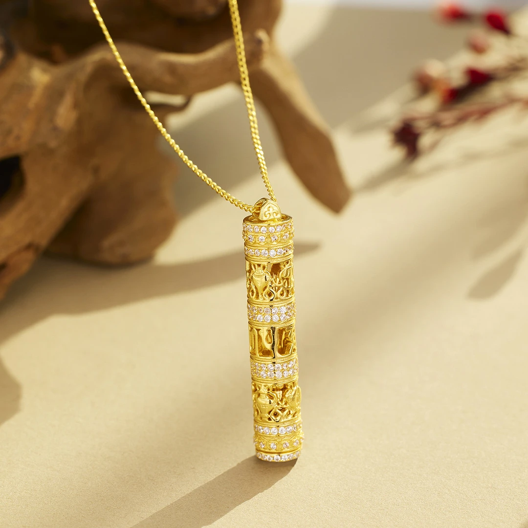 坠链均925银 Ben.S本饰 韦雪同款随身佛传经筒项链女藏族国风A410