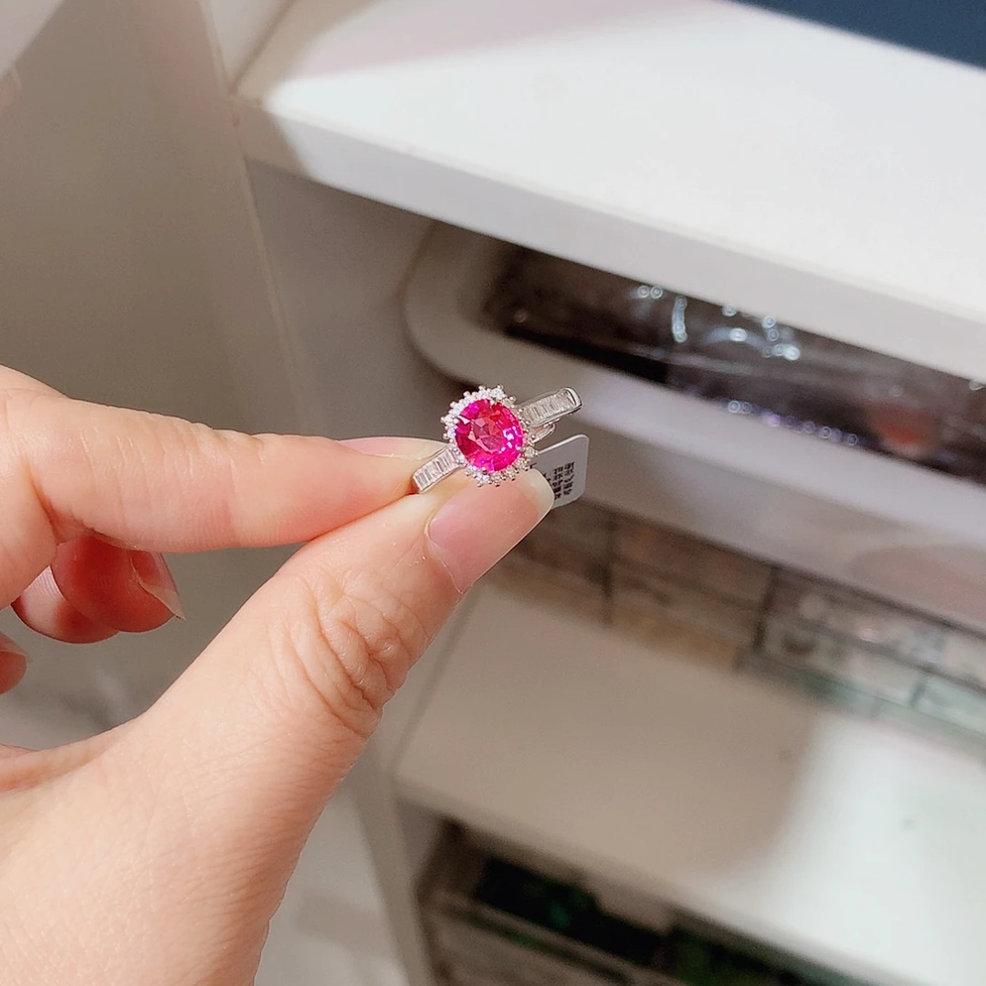 银S925镶嵌戒指碧玺