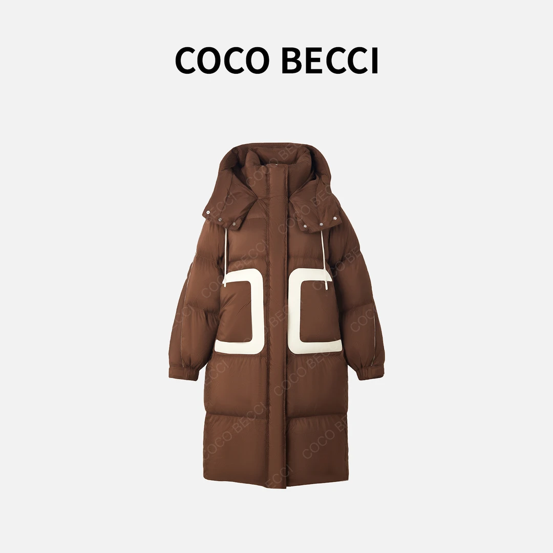 丫头baby【大口袋】COCOBECCI长款加厚保暖羽绒服YT24YW010039