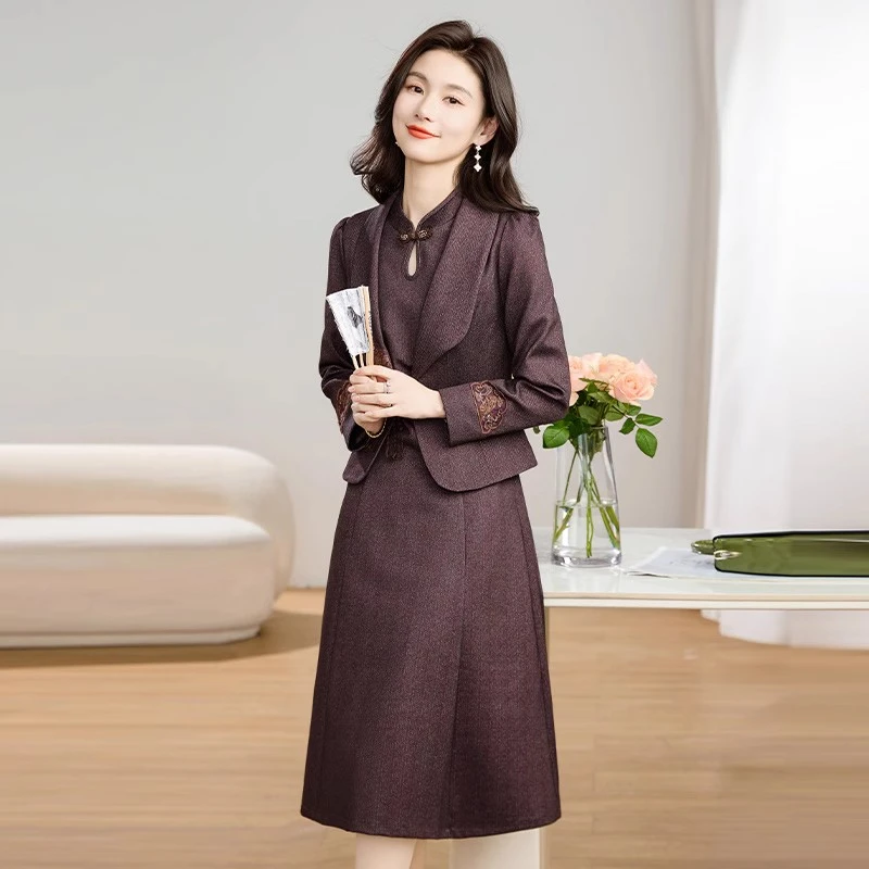 新中式国风套装连衣裙女春装2025新款十三行爆款轻奢高级感两件套