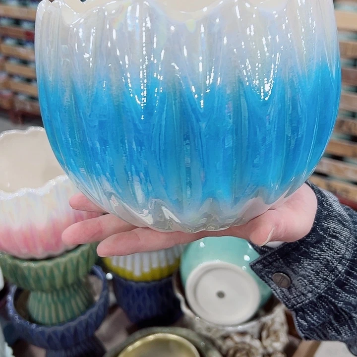 有孔.凑满10元发货多肉陶瓷花盆！