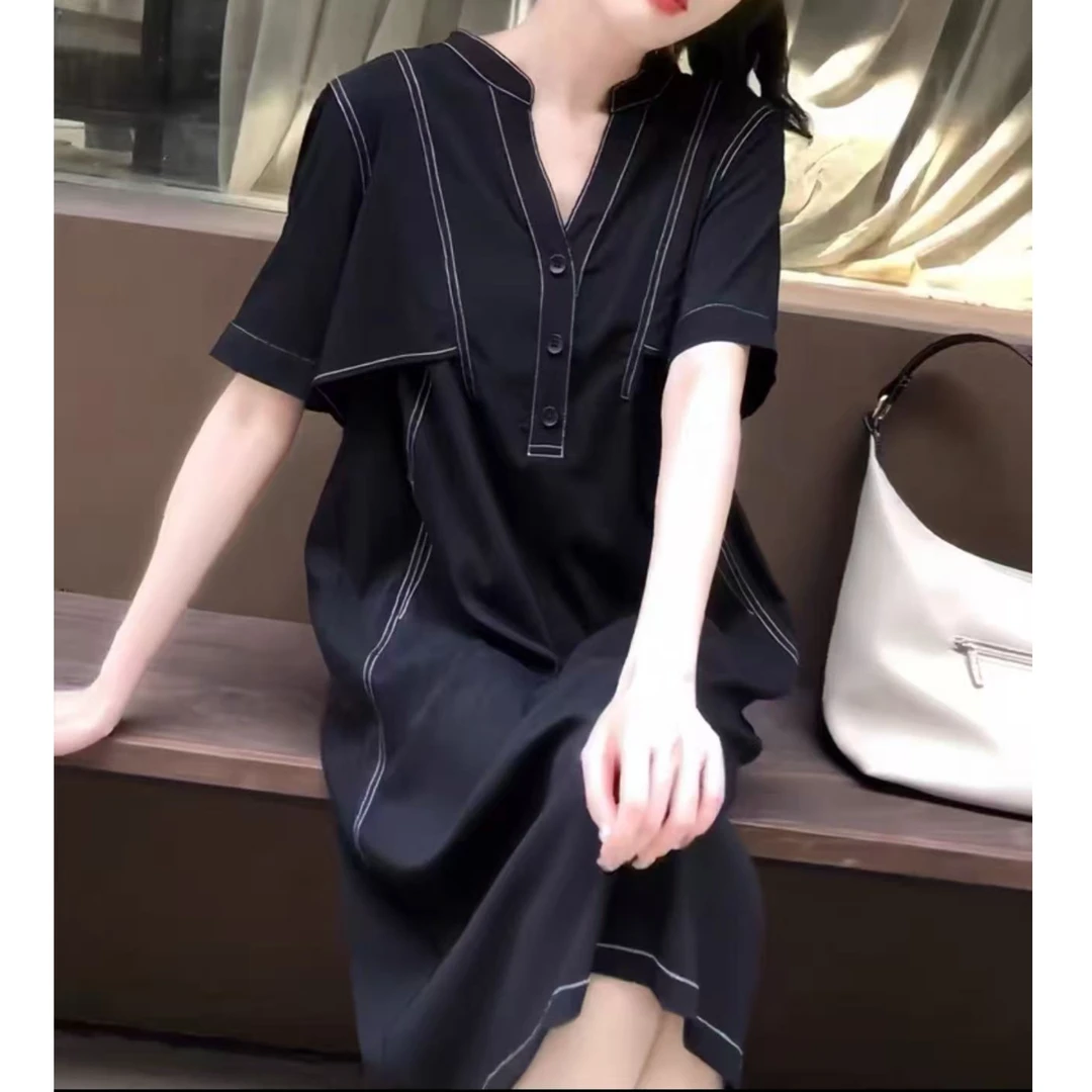 8636-2025年夏季新款时尚洋气显瘦百搭设计感连衣裙