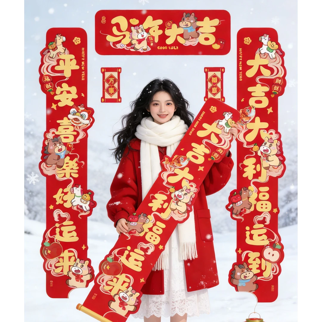 2026新用品乔迁之喜福字贴新年乔迁之喜装饰对联新年装饰挂件新款