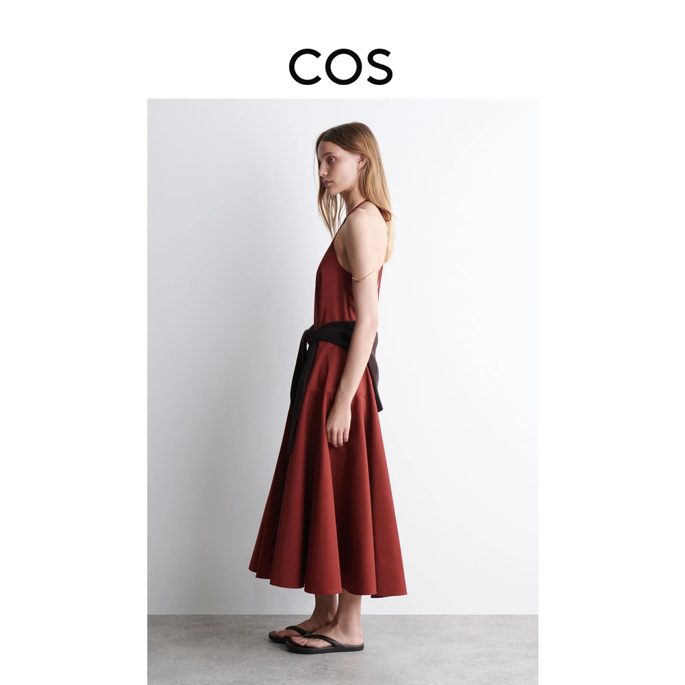 COS女装 标准版型棉质系带挂脖连衣裙2025秋季新品1282682001