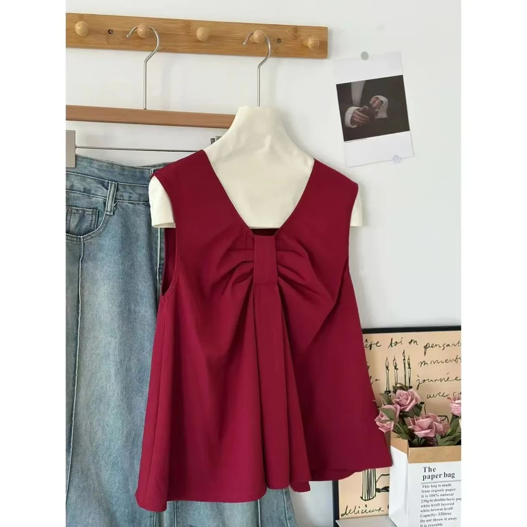 ST-008夏季新款通勤宽松型背心吊带设计感温婉风极简风甜辣千金风