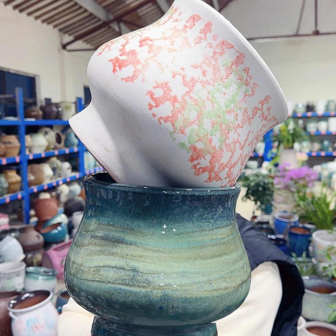 紫砂花盆高20口19