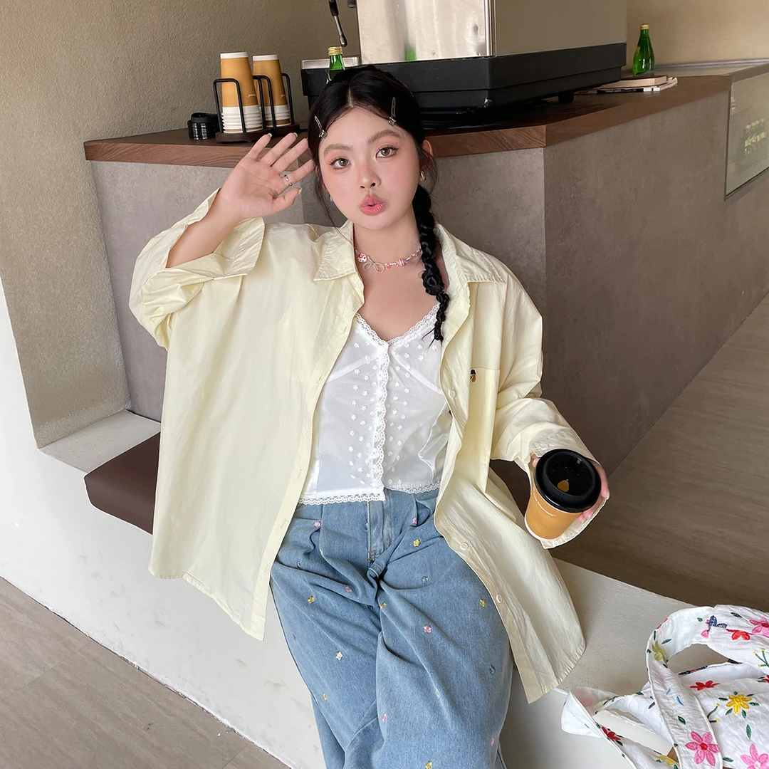 【现现专场】春款2025新款女装独特超好看衬衫胖mm大码韩系薄款外套