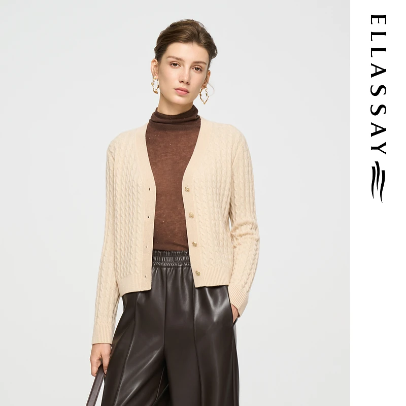 ELLASSAY歌力思2025秋季新款简约V领气质针织衫女EWD363M04000