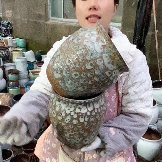 紫砂花盆瑕疵口17高21