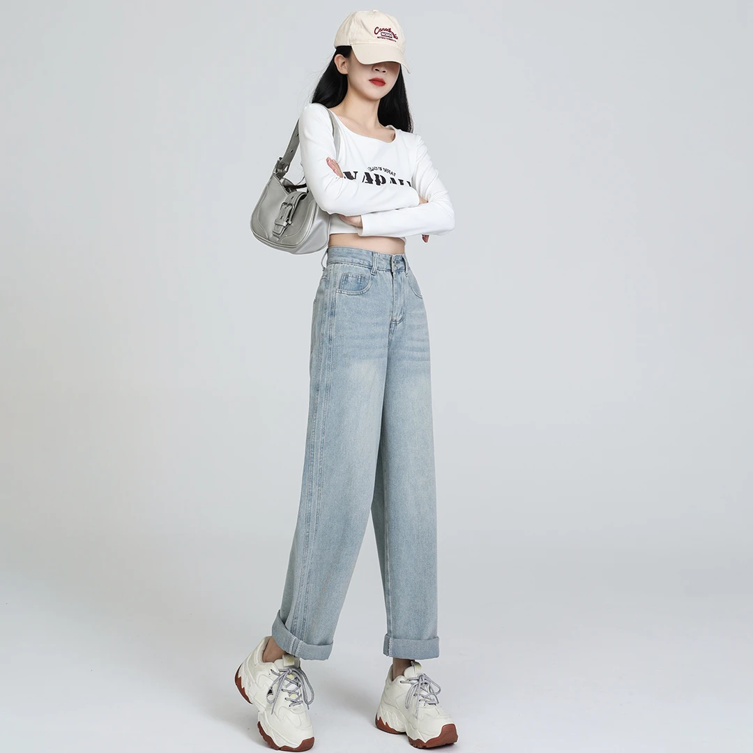 春季新款2025年牛仔裤女高腰百搭显瘦窄版弯刀裤宽松外穿镰刀裤