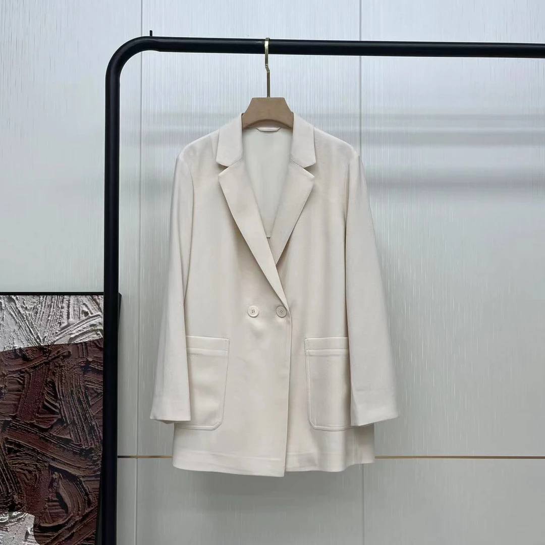 绉羊毛廓形西装外套女款YW2307069