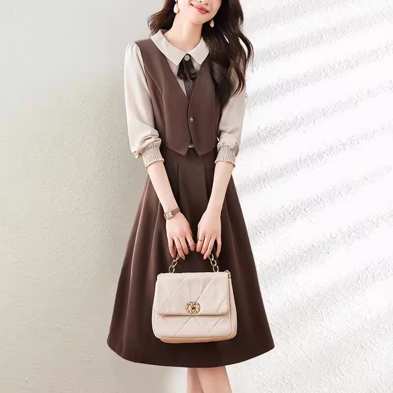 【可蓓儿】小香风气质高级感轻奢连衣裙女2025新款春季遮肚子妈妈装