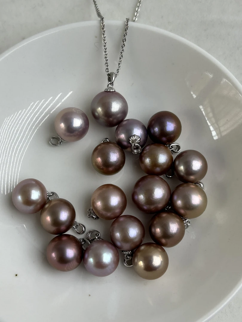 天然淡水珍珠 直径11.5-12.2mm 左右s925银扣（可能有微色差瑕丝