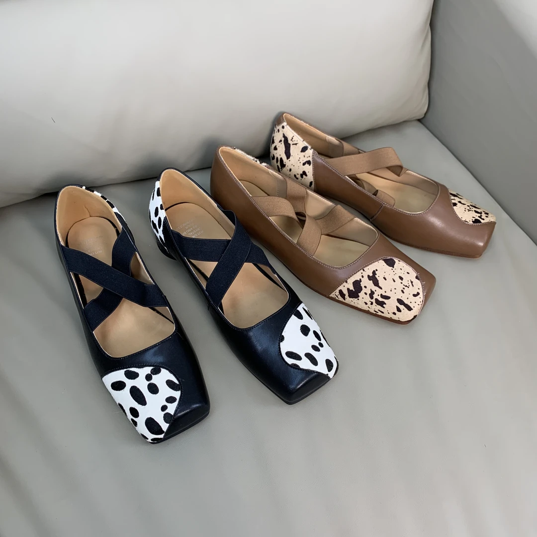 马毛猪鼻头低跟单鞋9960