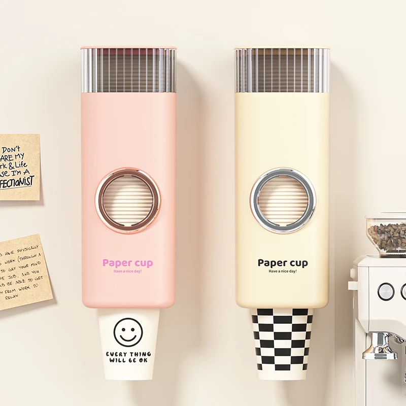 壁挂取杯器一次性杯子收纳盒杯架简约ins风纸杯架防尘盒墙上杯架