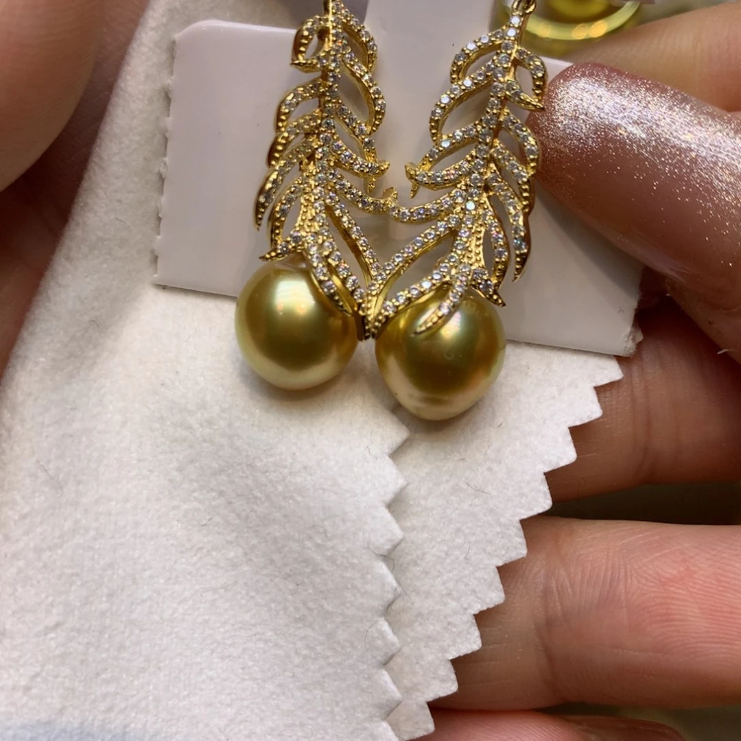 银S925镶嵌耳饰海水珍珠