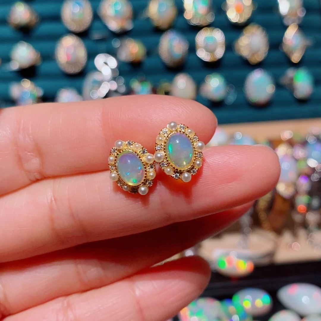 欧泊欧泊耳饰银S925镶嵌万**王