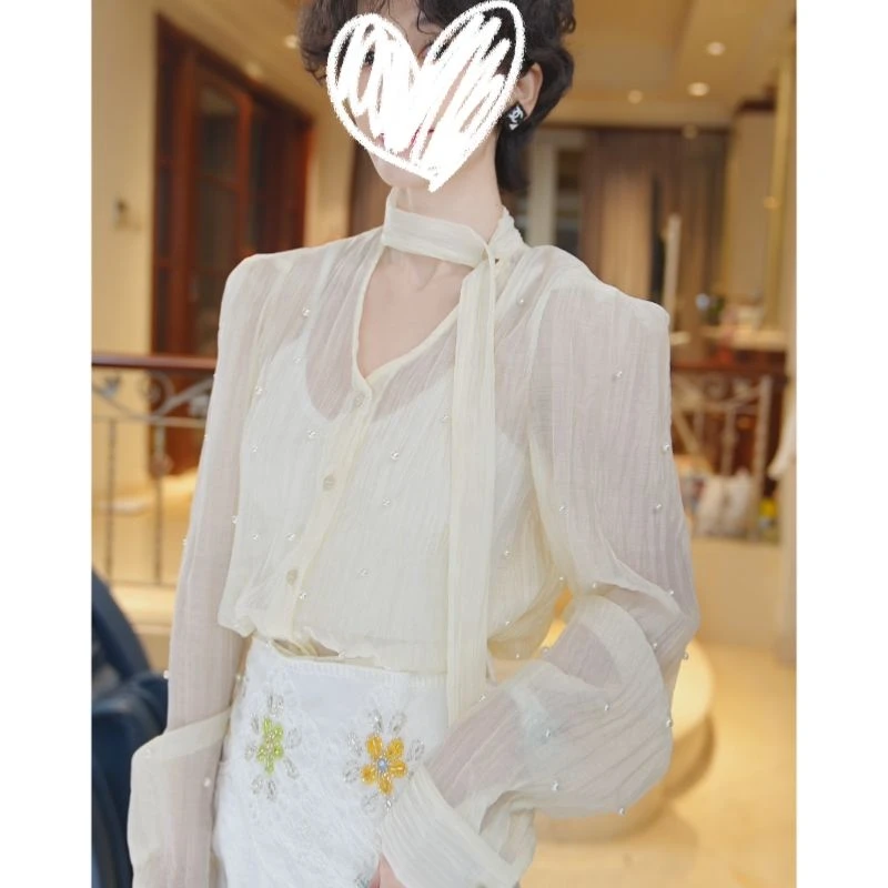 26112743【温柔日落】重工钉珠高级显瘦优雅上衣a86