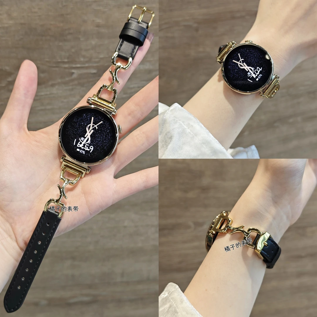 高级感真皮金属月牙扣手表表带适用华为watch5watch4GT5GT3proGT4