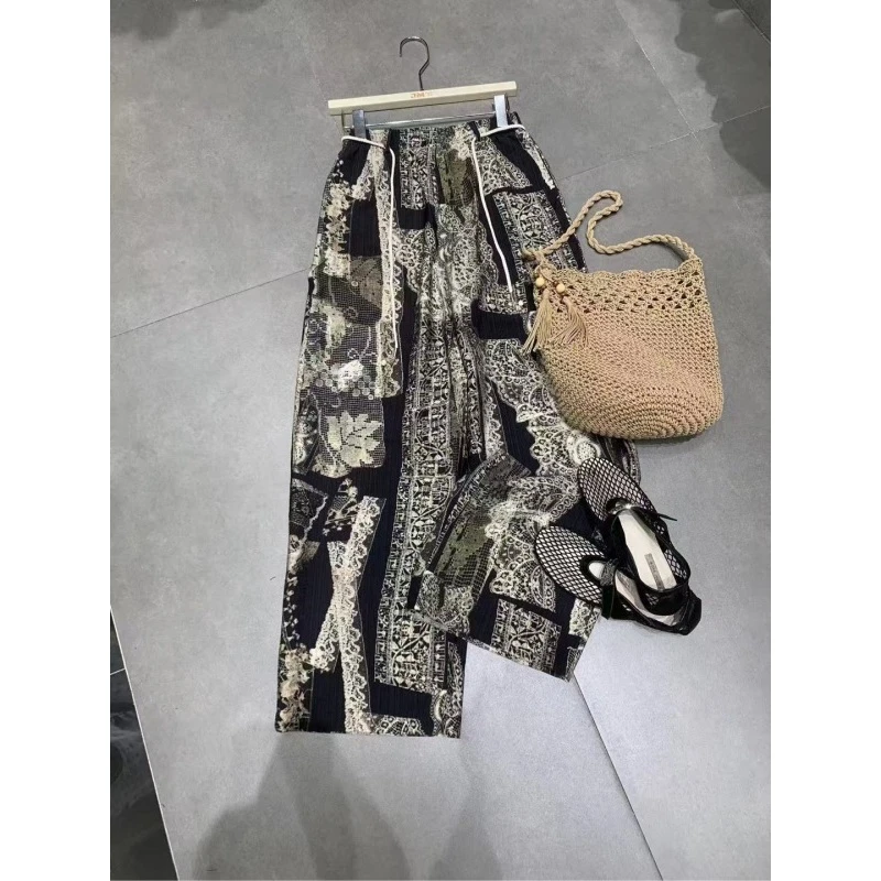 晶姐-22512欧货女装春夏季简约韩版网红度假风花裤