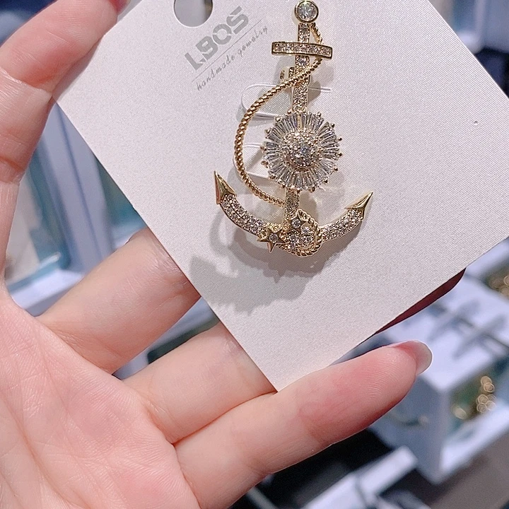 锆石铜合金船锚胸针