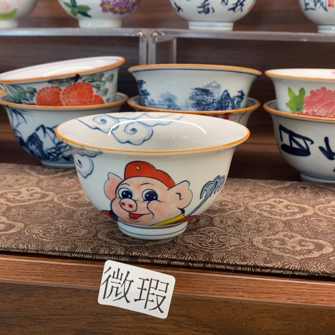 釉下彩老陶泥手工绘制