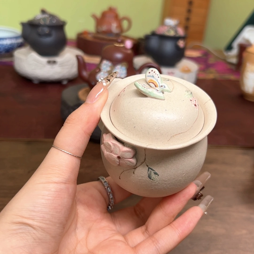 紫砂茶壶白段猫咪宝瓶 120ml