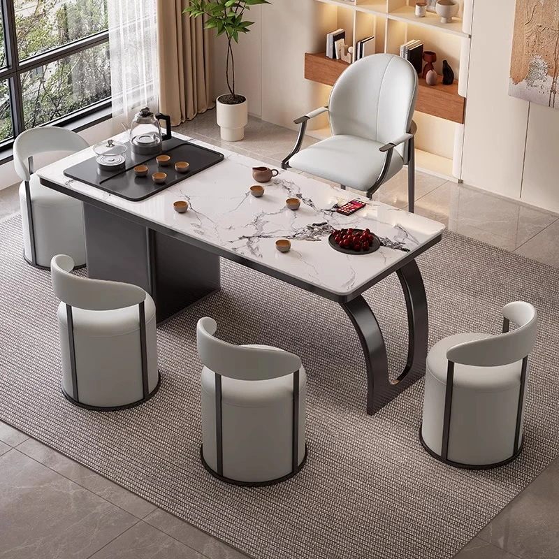 岩板茶桌椅组合轻奢家用阳台办公室茶台现代高级感茶几烧水壶一体