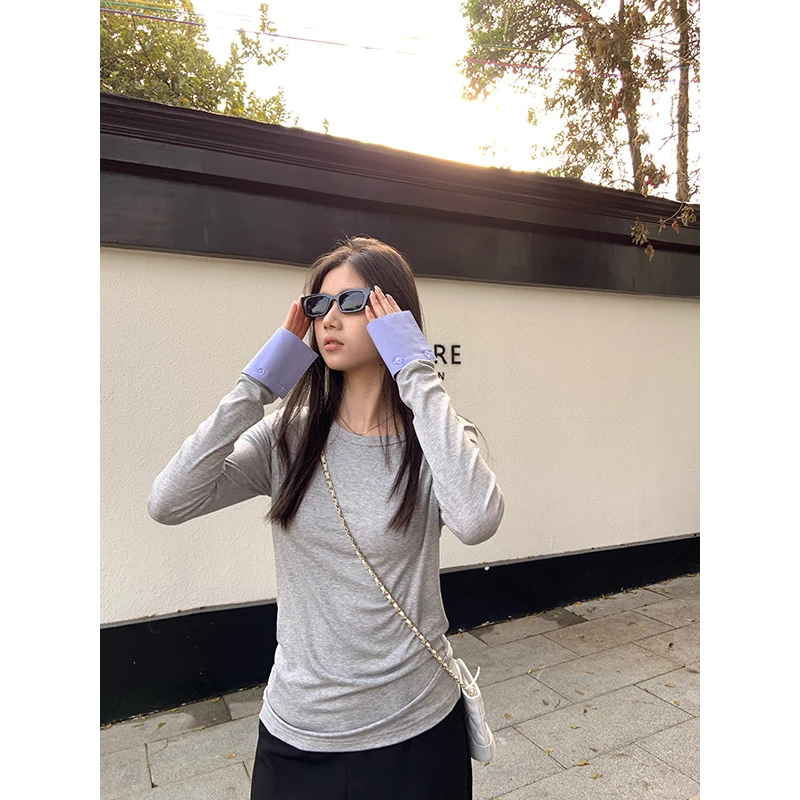 王少女YOKLASS 【清清】灰色宽松圆领长袖针织衫纯色上衣 Z29891S51