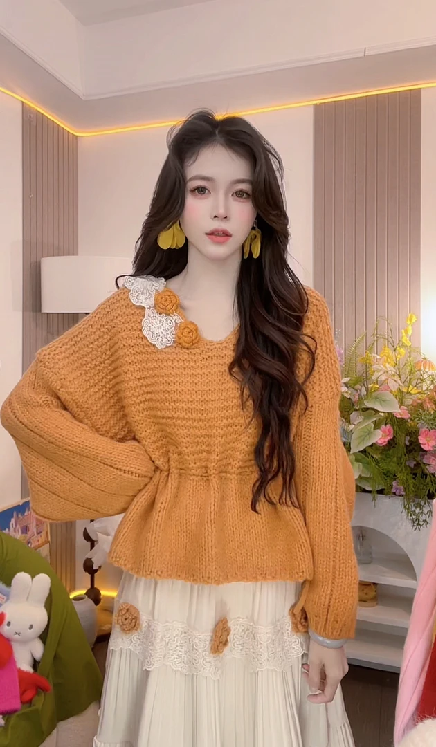 【新款山茶小蛮腰】女毛针织衫秋冬秋季百搭宽松韩版套头设计感温柔