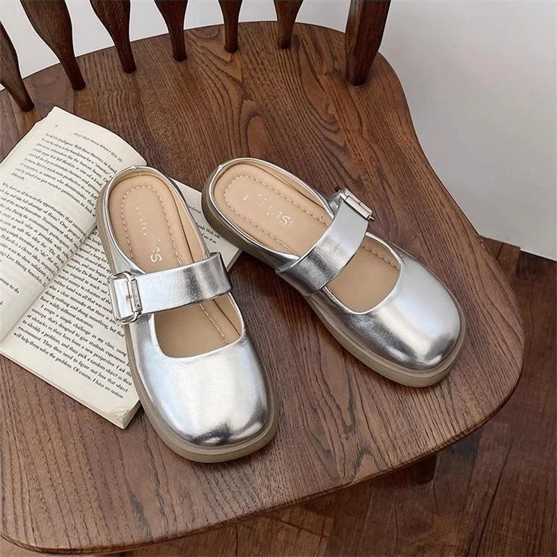 平底包头懒人半拖鞋女夏季外穿2025年新款时尚百搭玛丽珍凉拖鞋子