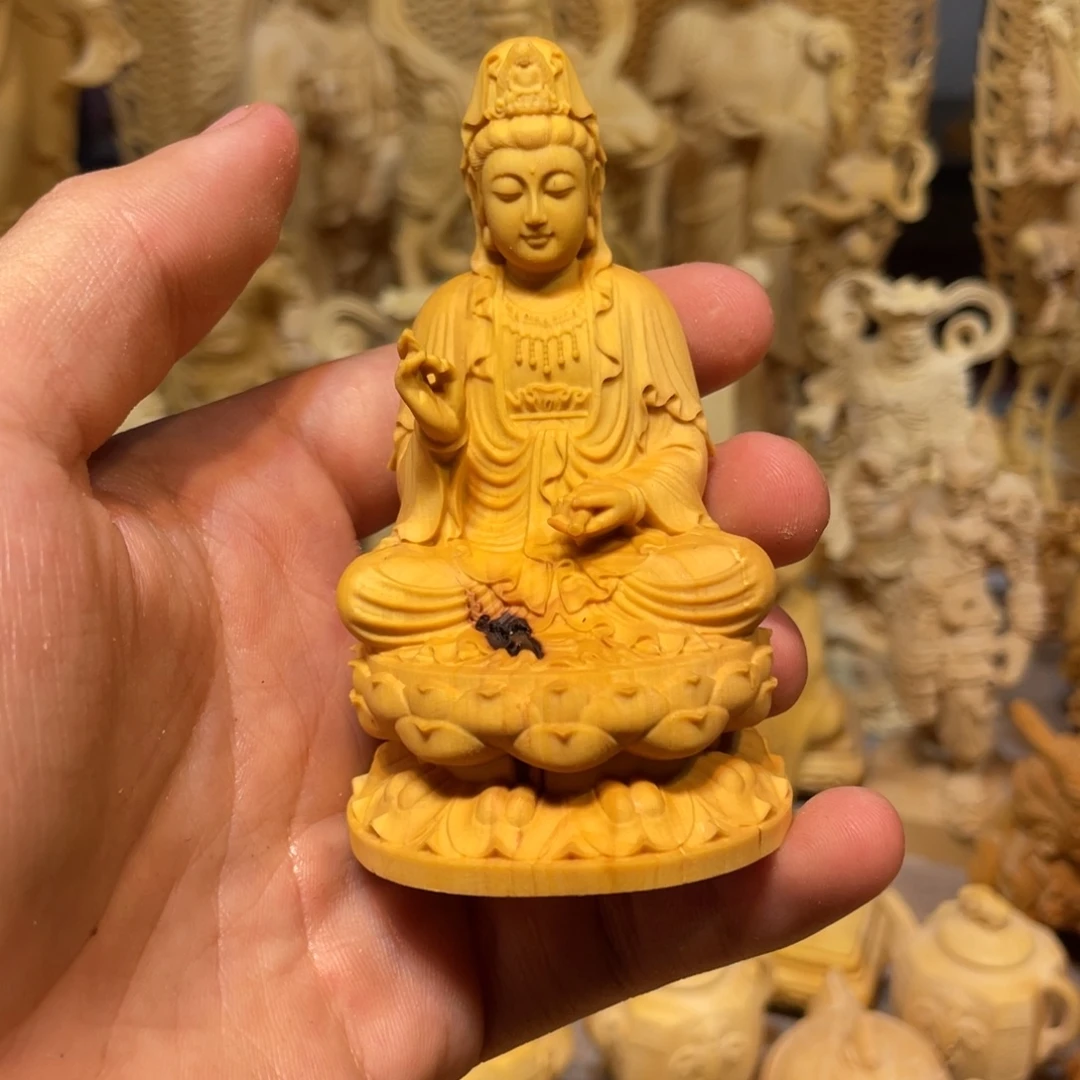 黄杨木瑕疵小观音