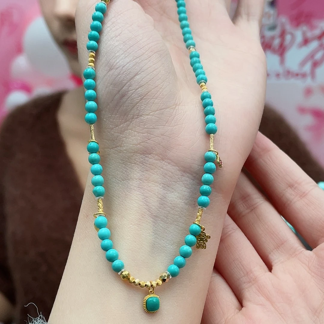 绿松石颈饰18K金镶嵌