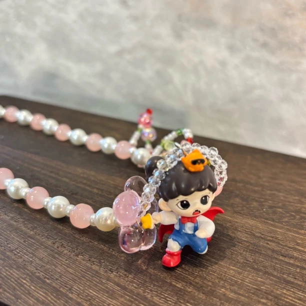 铜合金仿珍珠项链 披风娃娃花花项链XL2913