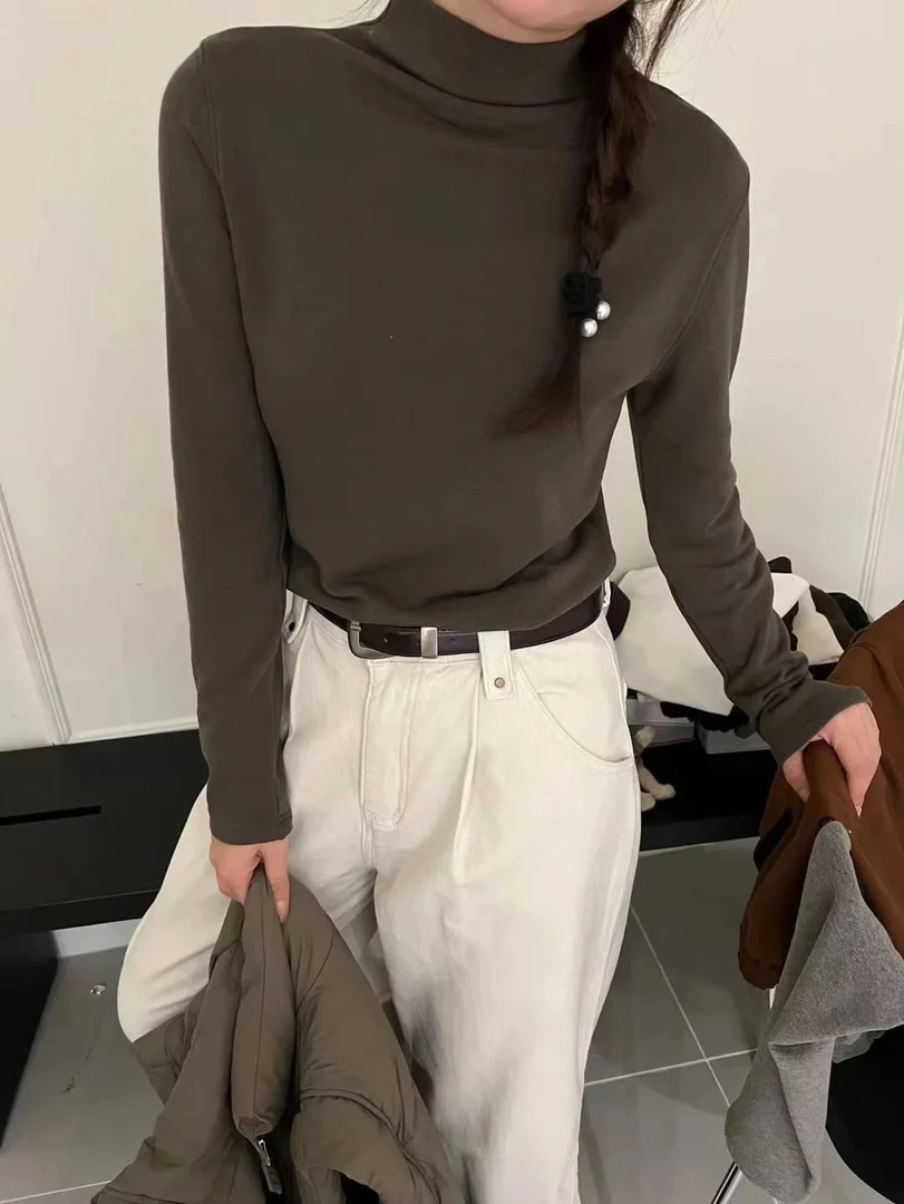 2024年新款针织韩版长袖时尚百搭双面秋冬修身半高领保暖羊毛衫