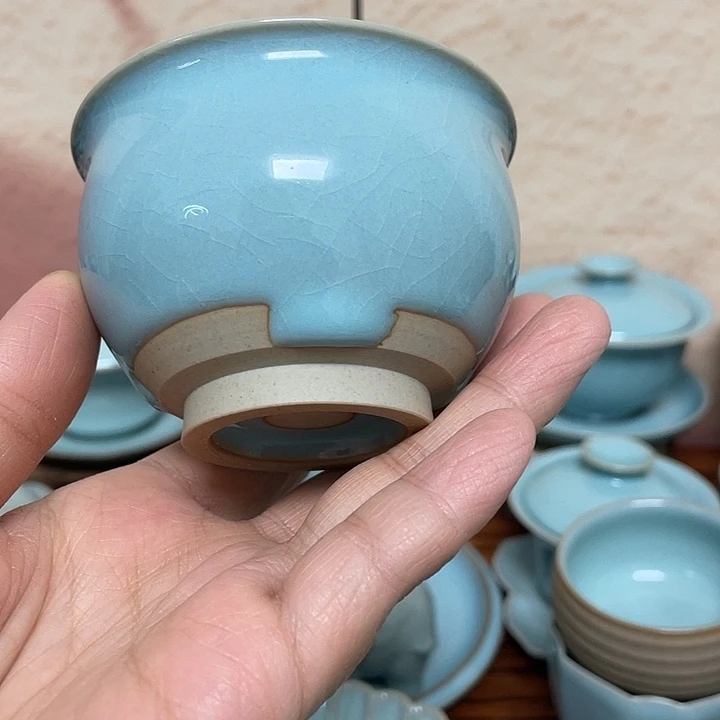 杯子赵志强天青飘逸缸杯特价一品一拍