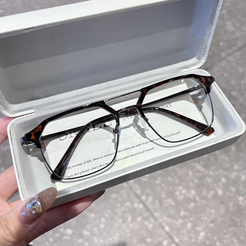 复古港风飞行员双梁眼镜近视男大框配度数痞帅防蓝光变色可配散光