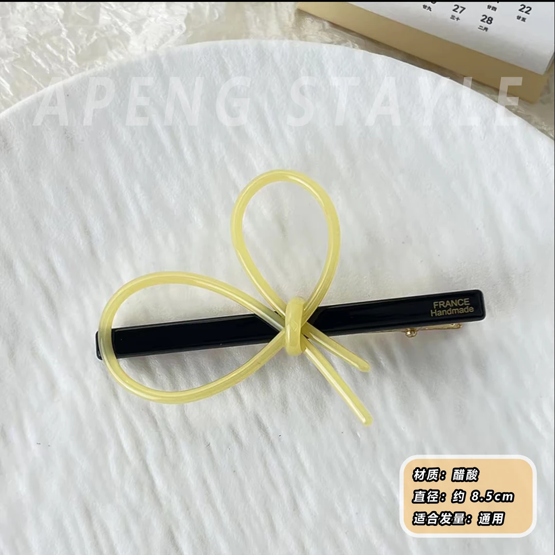 2768韩国ins新款不规则蝴蝶结一字鸭嘴夹金标醋酸刘海碎发边夹