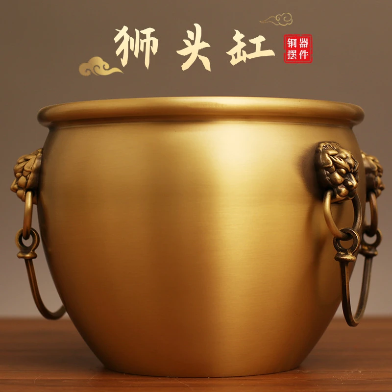 高端故宫狮头缸摆件工艺招财进宝茶洗缸茶道专用茶器高级感最新款