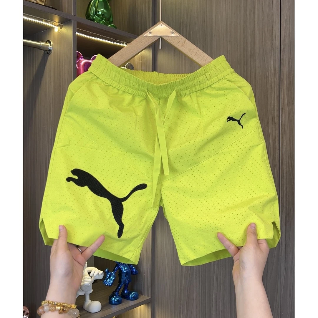 夏季新款男士刺绣打孔时尚百搭四分裤速干裤休闲宽松薄款短裤透气