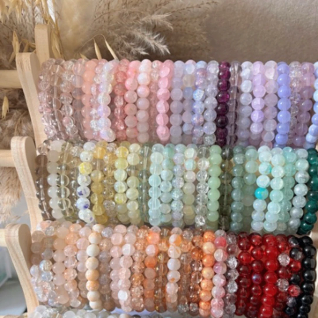 非金属玻璃手链 琉璃手链素圈百搭均码弹力绳手工时尚简约配饰