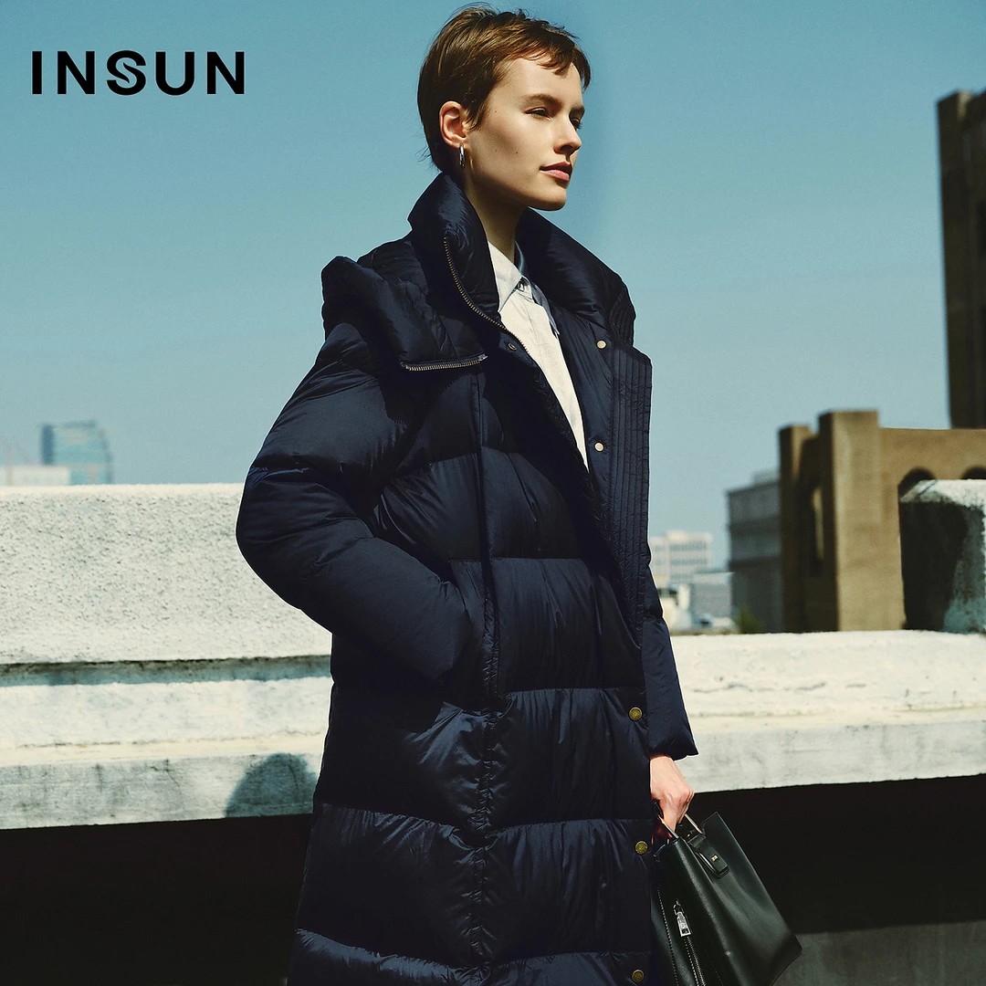 【籽言专属】INSUN恩裳冬季高克重休闲绗线中长款羽绒服