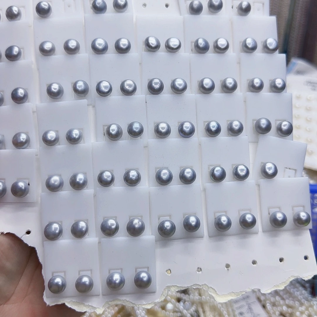 未镶嵌淡水珍珠8/9毫米灰色馒头
