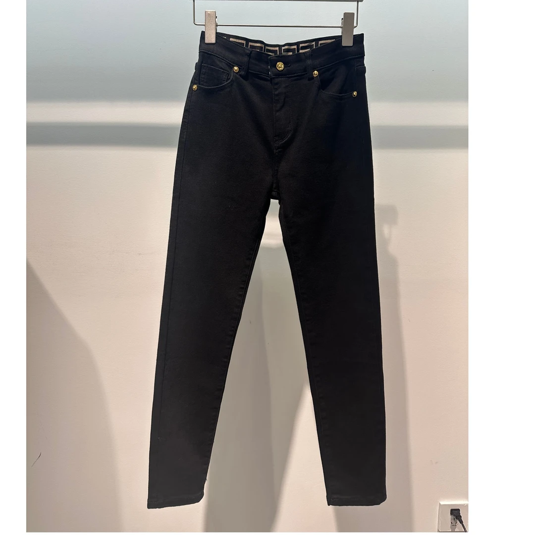 黑金配色小脚裤牛仔裤0040