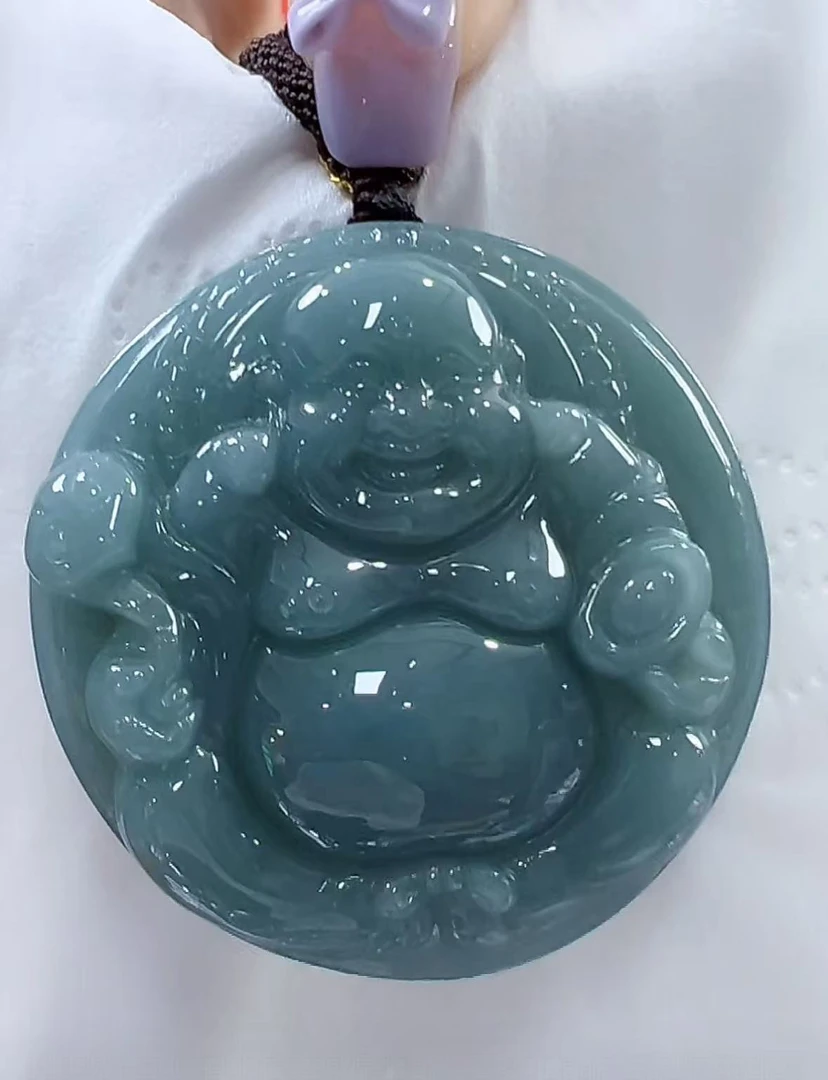 官方正品天然翡翠A货原创钱袋佛（多样性发货发一）宽43-45厚10送绳