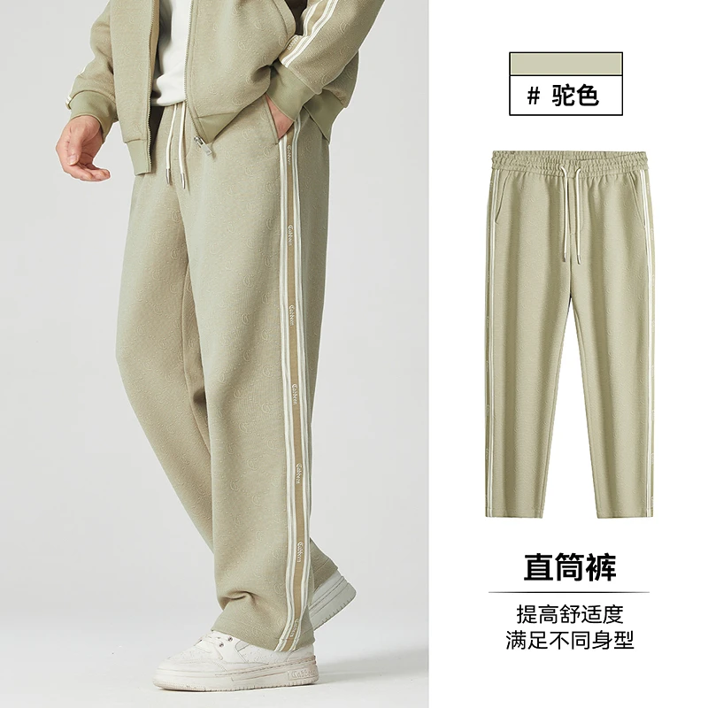 CABBEEN卡宾男装老花提花运动裤秋冬新款大码宽松卫裤3243152030