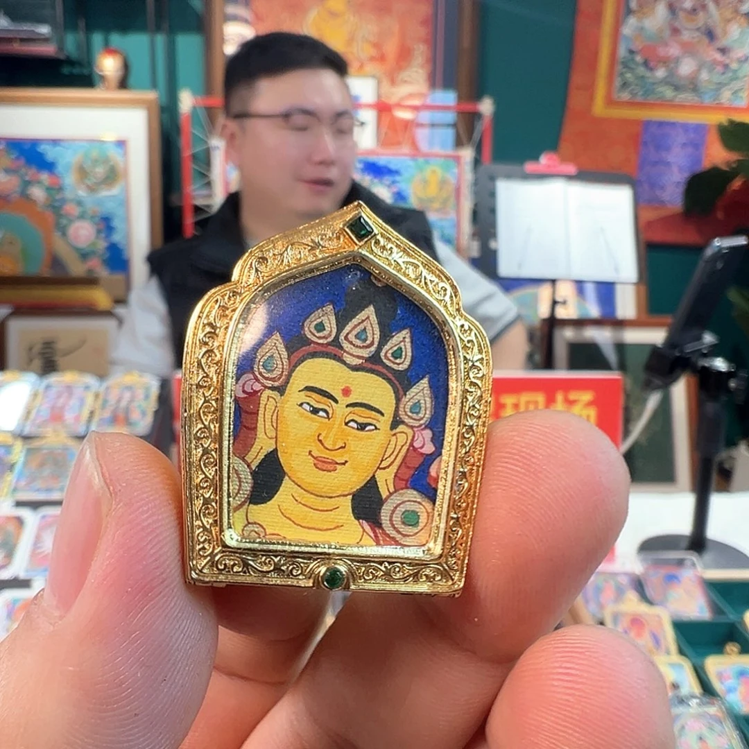 吊坠纯手绘唐卡文殊