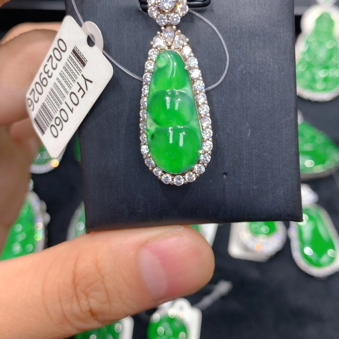 翡翠银S925镶嵌吊坠(不含链)一季