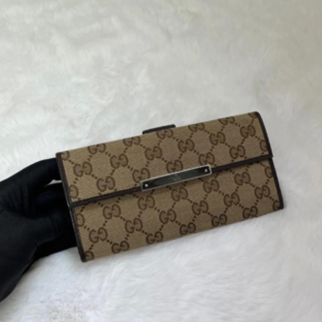 99新 GUCCI/古驰 老花帆布钱包/09138