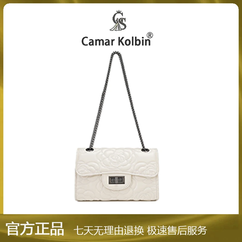 2025新款白玫瑰纹时尚潮流链条单肩斜挎女包h156